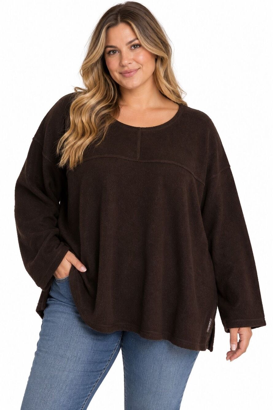 NWT Avenue Chocolate Brown Oversized Long Sleeve Pullover Sweater Plus Sz 22/24
